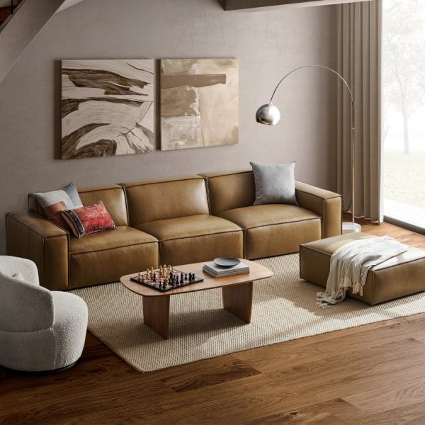 Jonathan Leather Extended Sofa with Ottoman